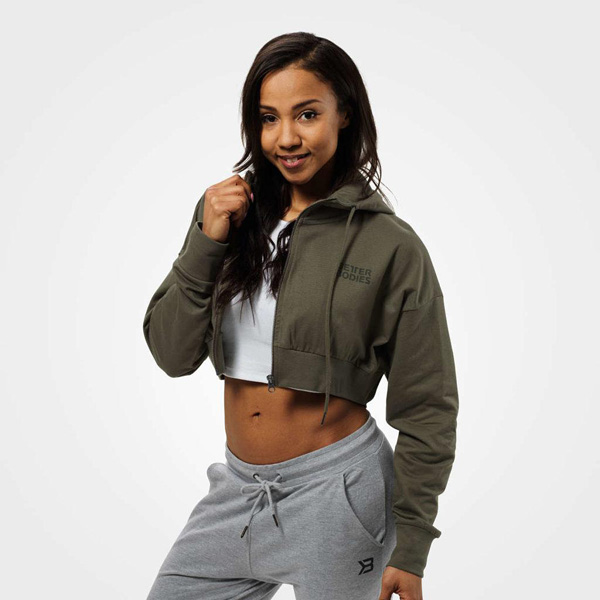 Better Bodies Astoria Cropped Hood - Washed Green Detail 1