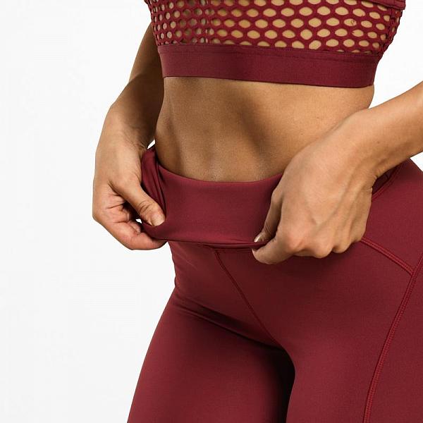 Better Bodies Waverly Mesh Tights - Sangria Red Detail 4
