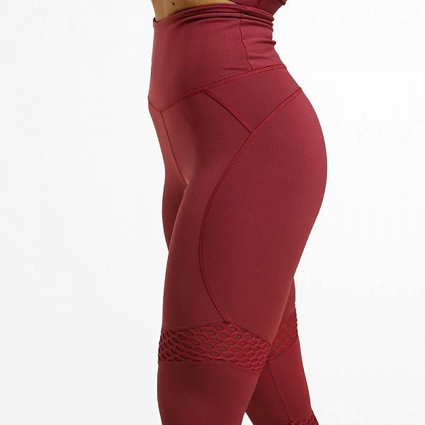 Better Bodies Waverly Mesh Tights - Sangria Red Detail 5