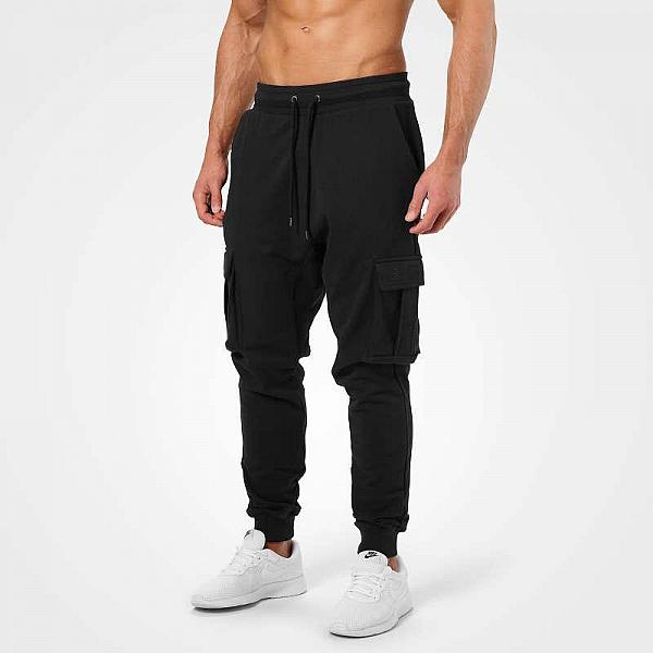 Better Bodies Bronx Cargo Sweatpants - Washed Black Detail 1