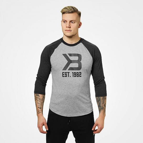 Better Bodies Mens Baseball Tee - Grey Melange/antracite Melange Detail 1