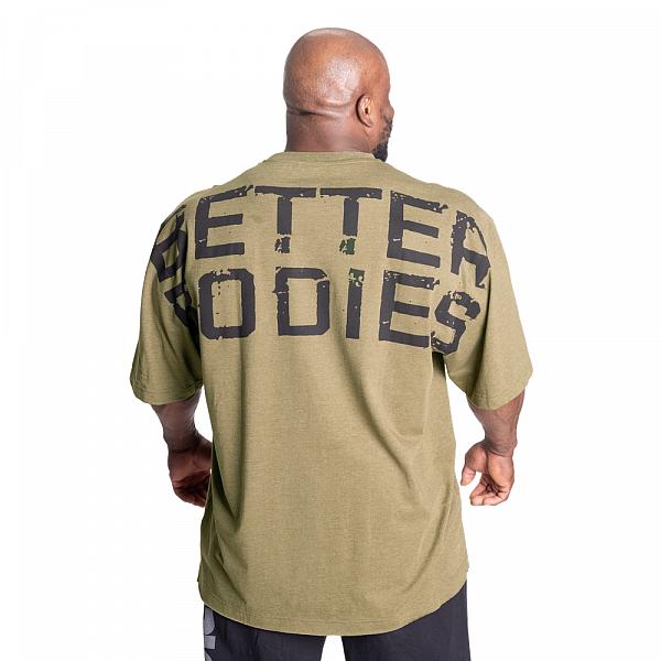 Better Bodies Skull Union Iron Tee - Army Green Melange Detail 2
