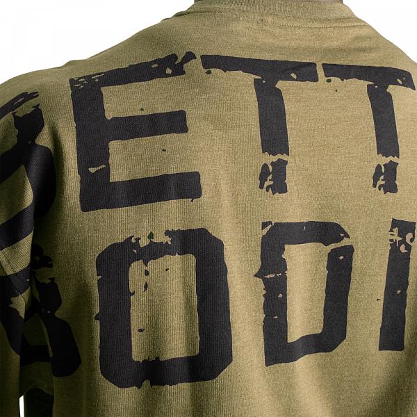 Better Bodies Skull Union Iron Tee - Army Green Melange Detail 5