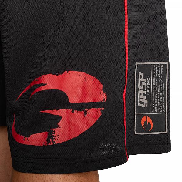 GASP Pro Mesh Shorts - Black/Red Detail 5